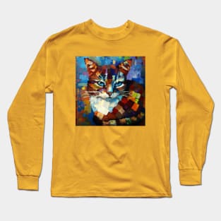 Portrait of a Patchwork Cat Long Sleeve T-Shirt